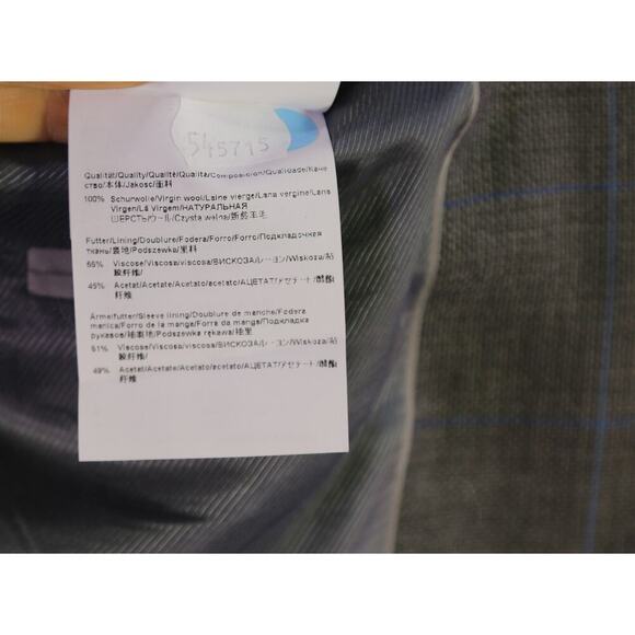 Hugo Boss James Current Gray w/ Sky Blue Windowpane Wool Sportcoat Blazer 44R - Picture 10 of 10